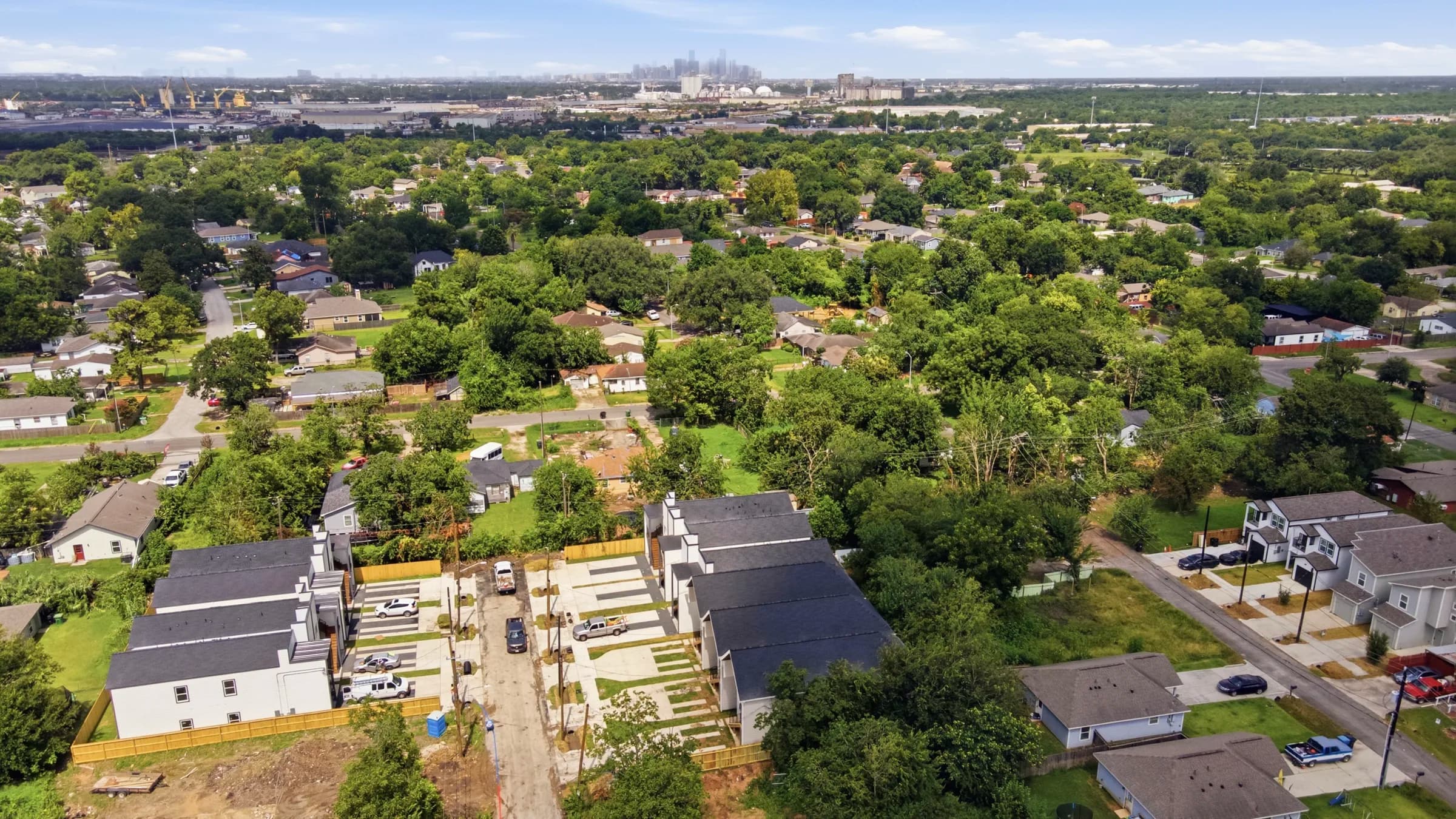 Aerial view across the community