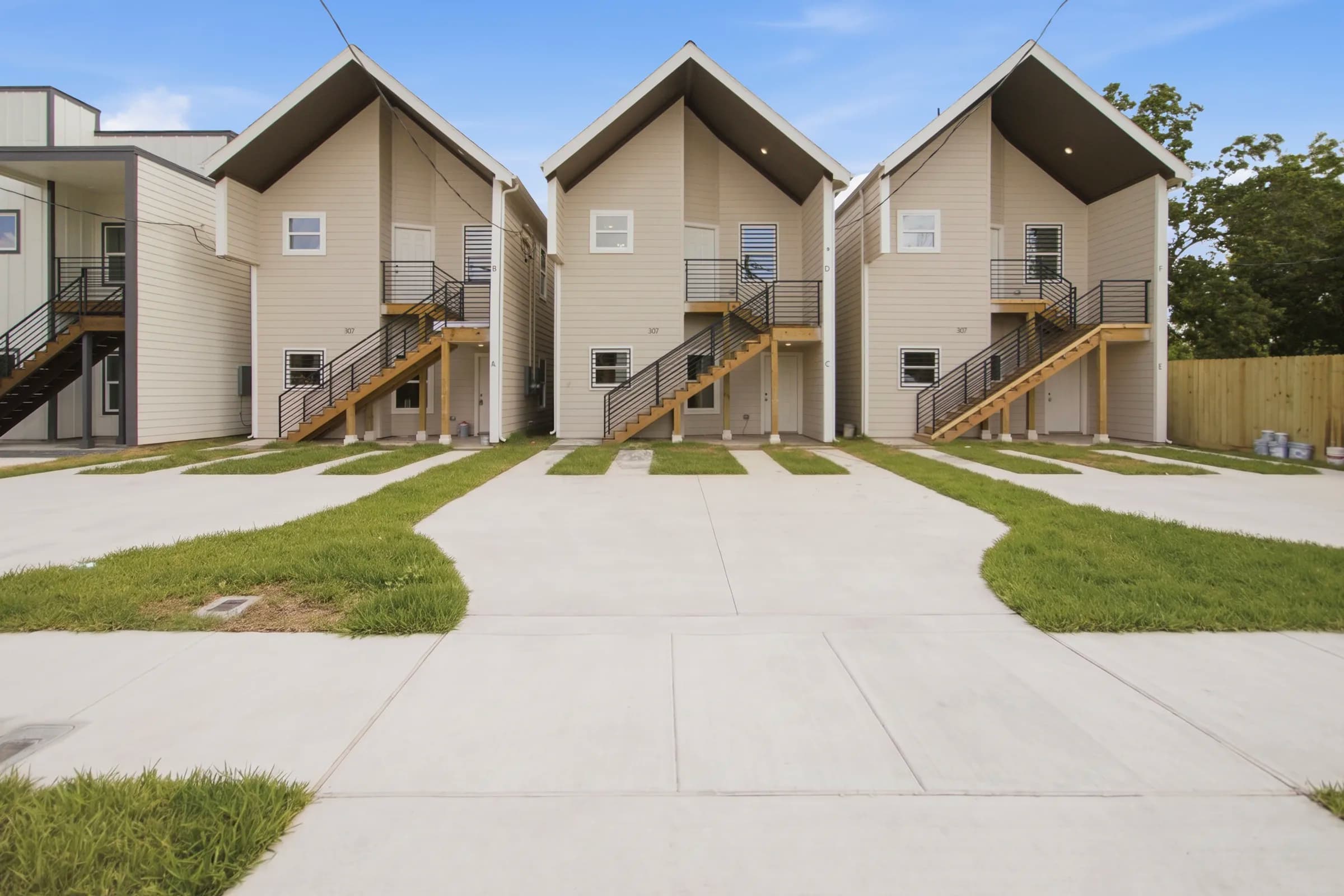 Three duplexes side by side