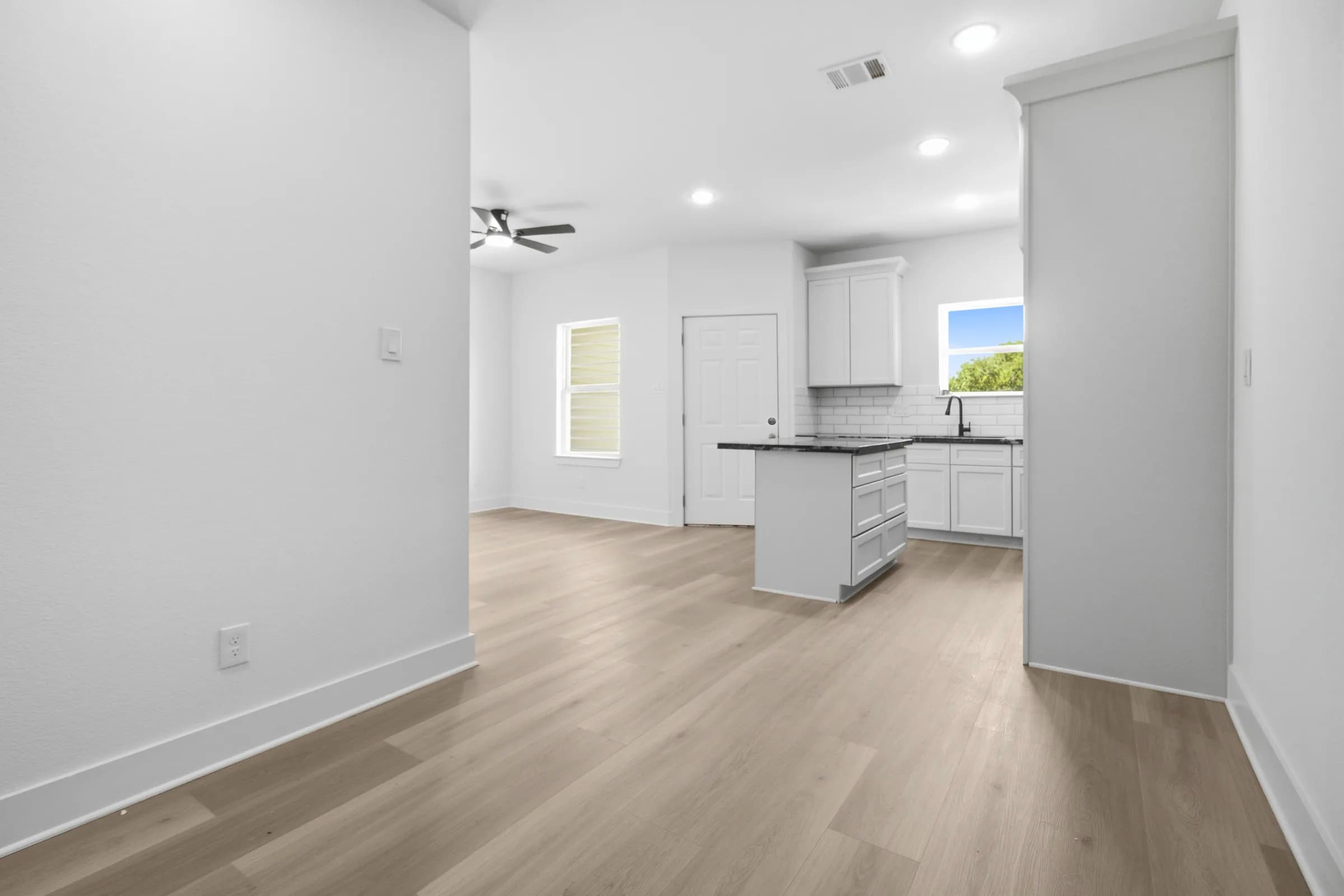 Open living area toward the kitchen