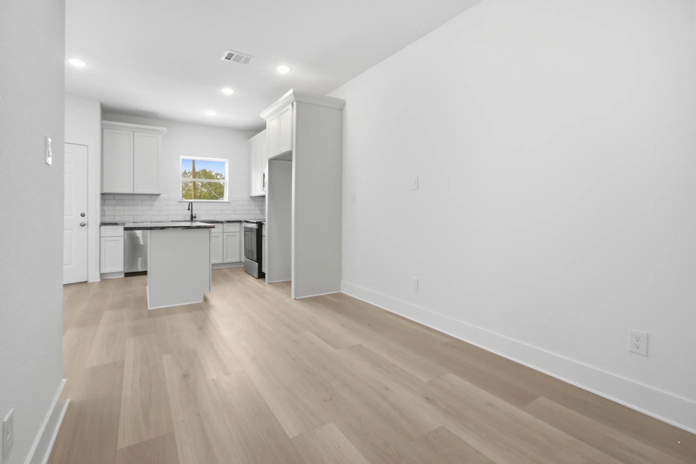 Living area open to the kitchen
