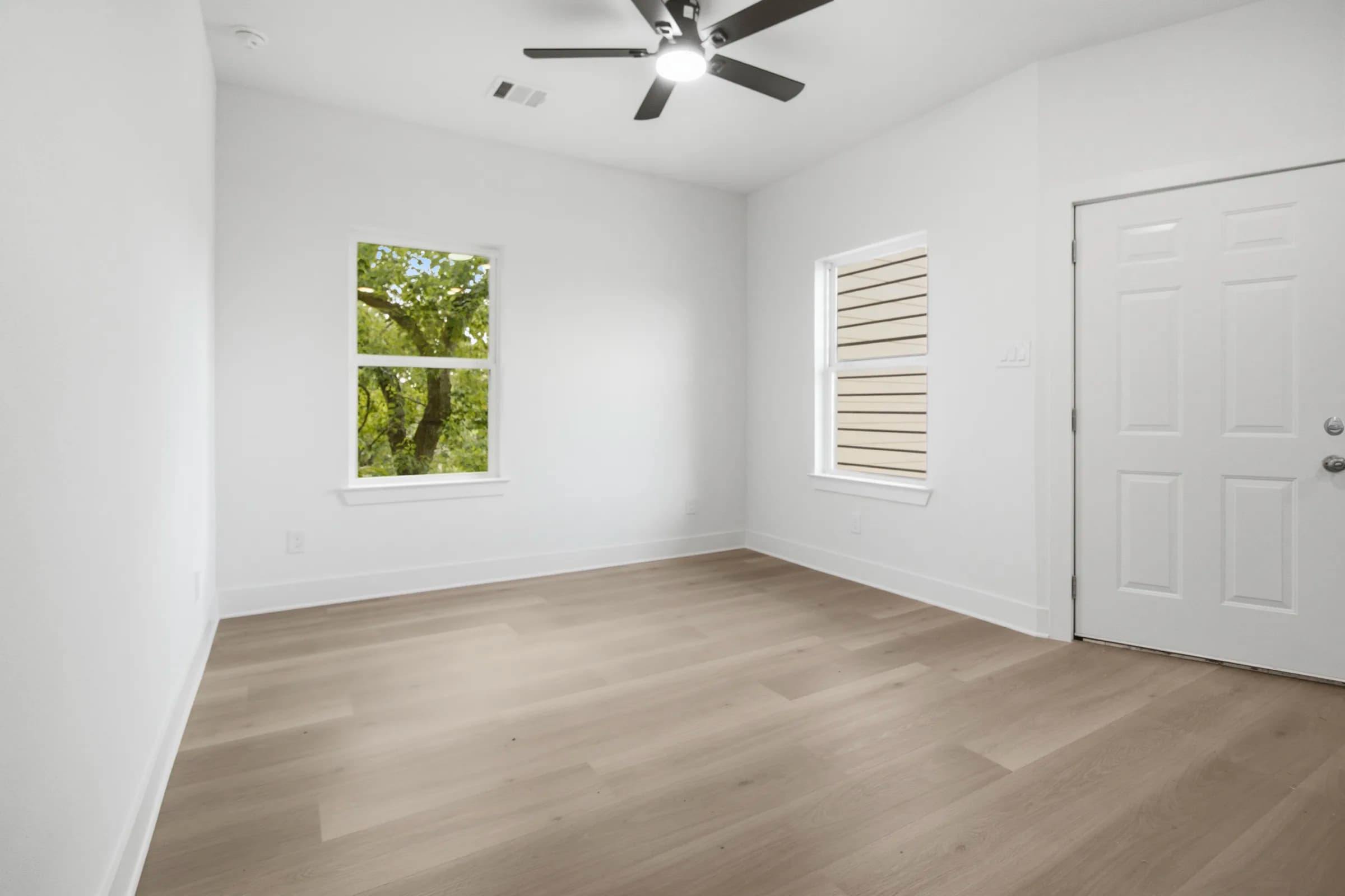 Living room with wood-look flooring