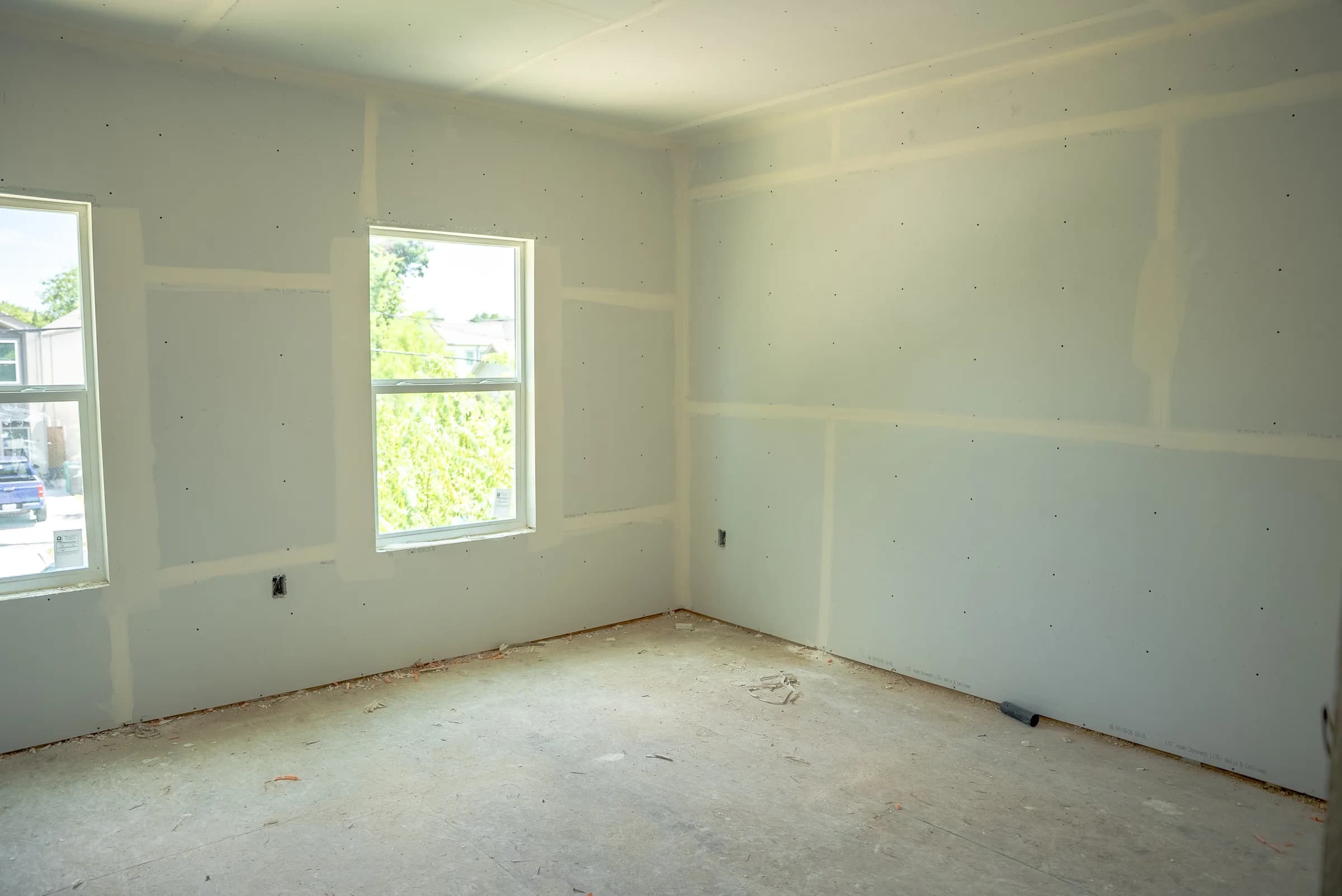 Bedroom with dual windows