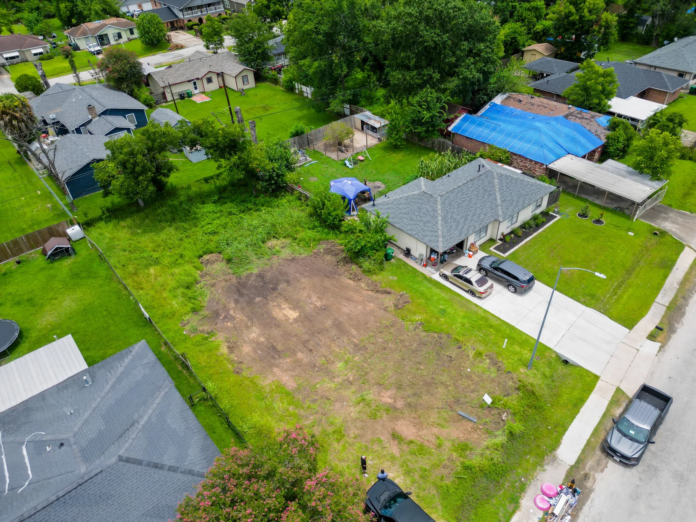 Aerial view of the lot